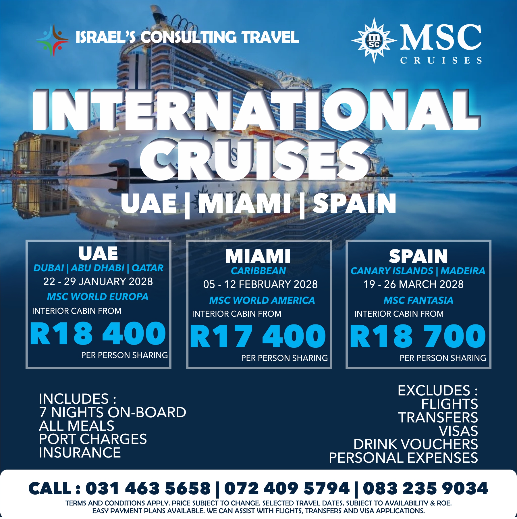 Winter 2028 International Cruises